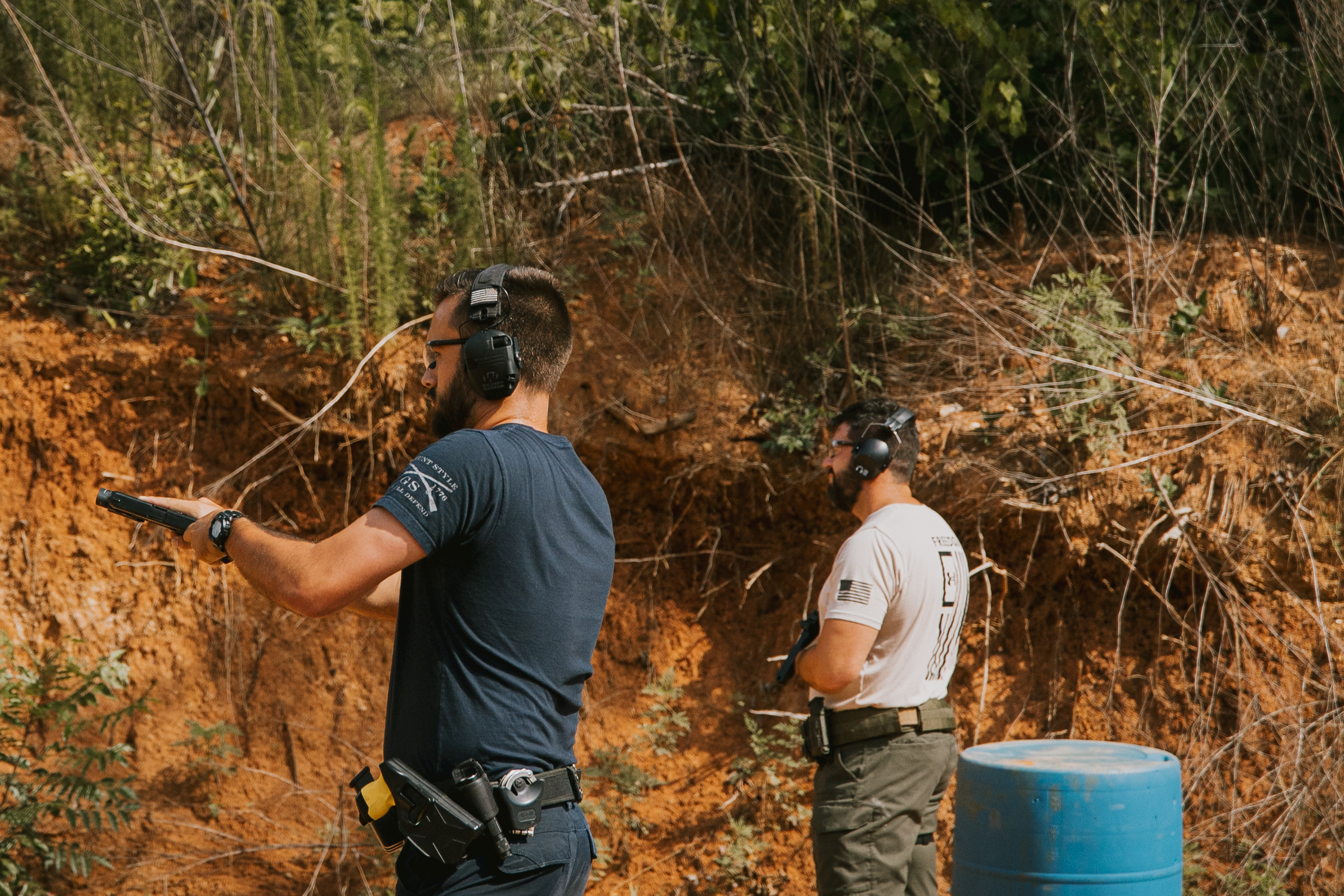 Police officer training in armed guard class